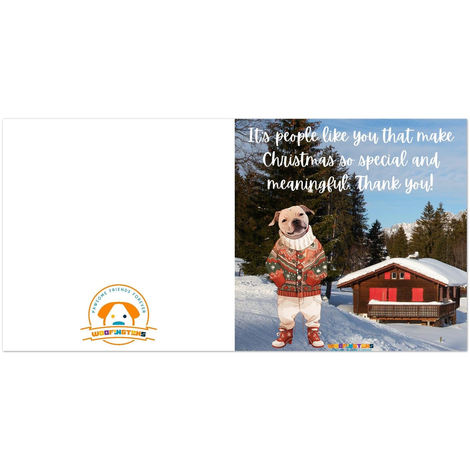 &quot;It’s people like you that make Christmas so special and meaningful. Thank you!&quot; - Whimsical Winter Dog Christmas Card - Pack of 10 Greeting Cards (premium envelopes) - Woofingtons