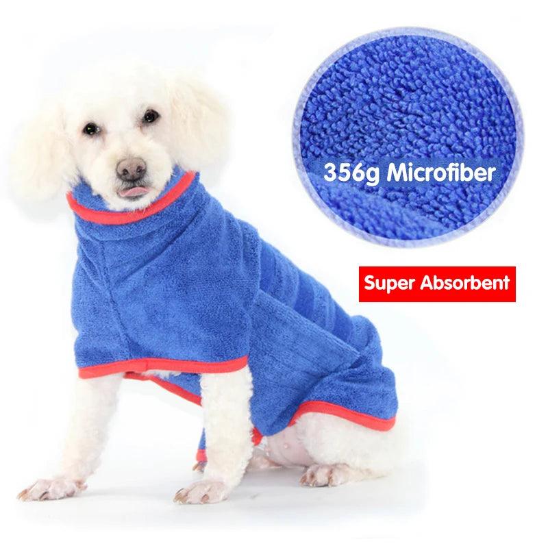 Microfiber Dog Bathrobe - Super Absorbent &amp; Adjustable - Woofingtons