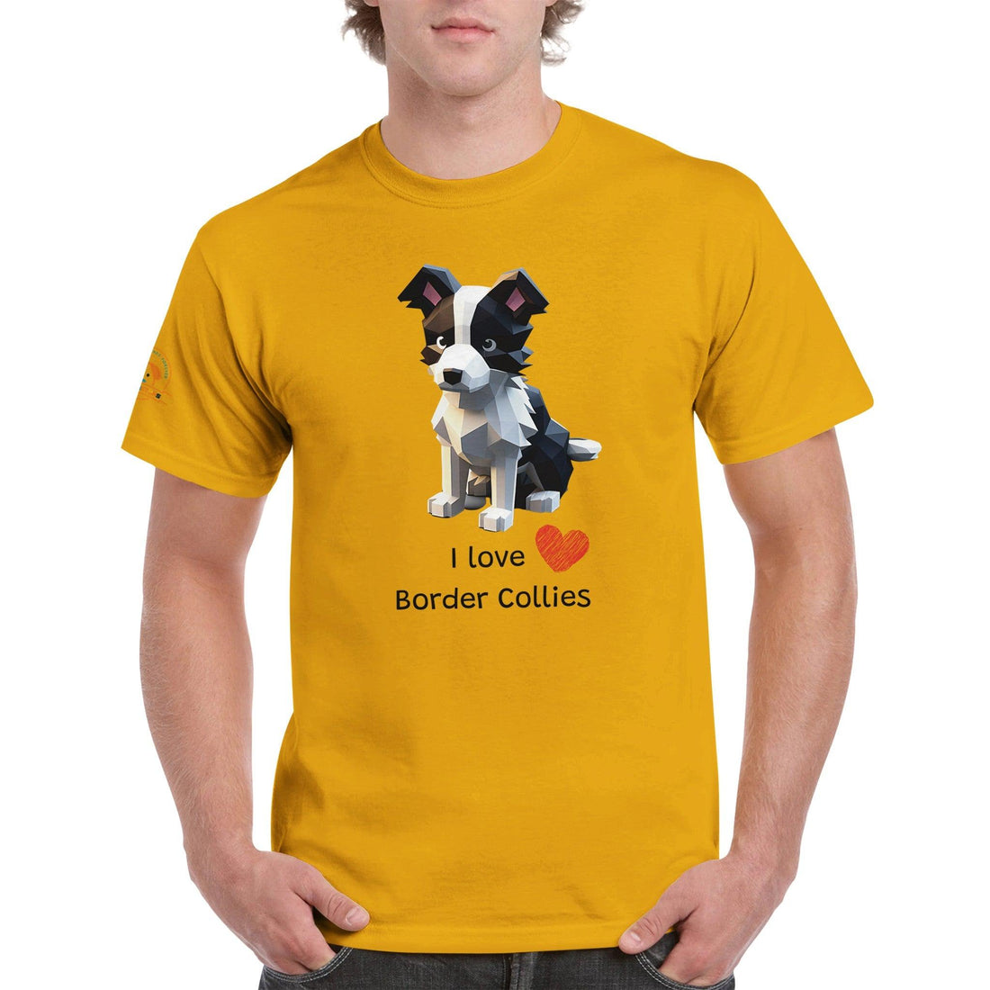 Polygon Pups: Border Collies - Geometric Dog Breed T-Shirt - Woofingtons