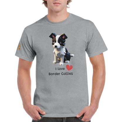 Polygon Pups: Border Collies - Geometric Dog Breed T-Shirt - Woofingtons