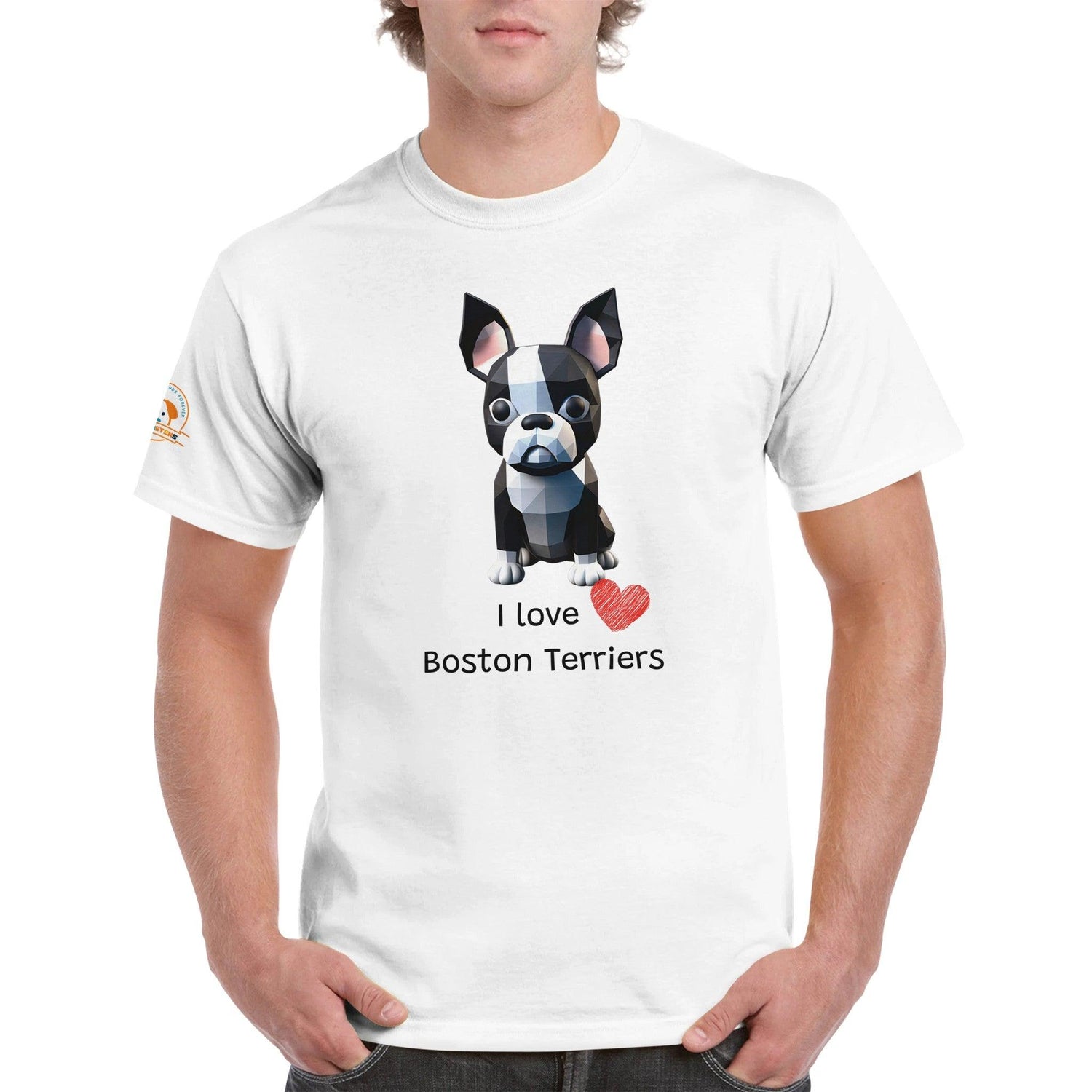 Polygon Pups: Boston Terrier - Geometric Dog Breed T-Shirt - Woofingtons