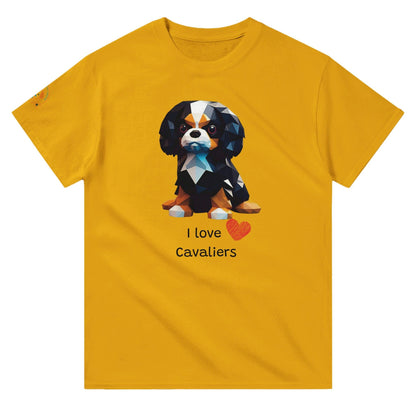 Polygon Pups: Cavaliers - Geometric Dog Breed T-Shirt - Woofingtons