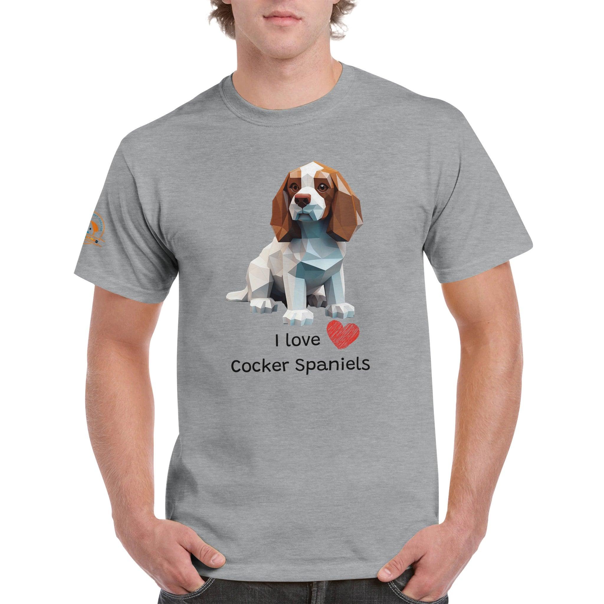 Polygon Pups: Cocker Spaniels - Geometric Dog Breed T-Shirt - Woofingtons