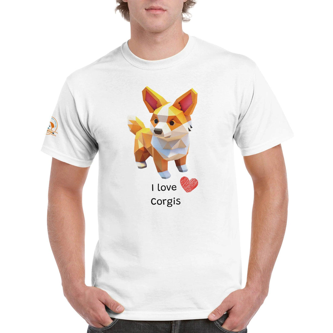 Polygon Pups: Corgis - Geometric Dog Breed T-Shirt - Woofingtons
