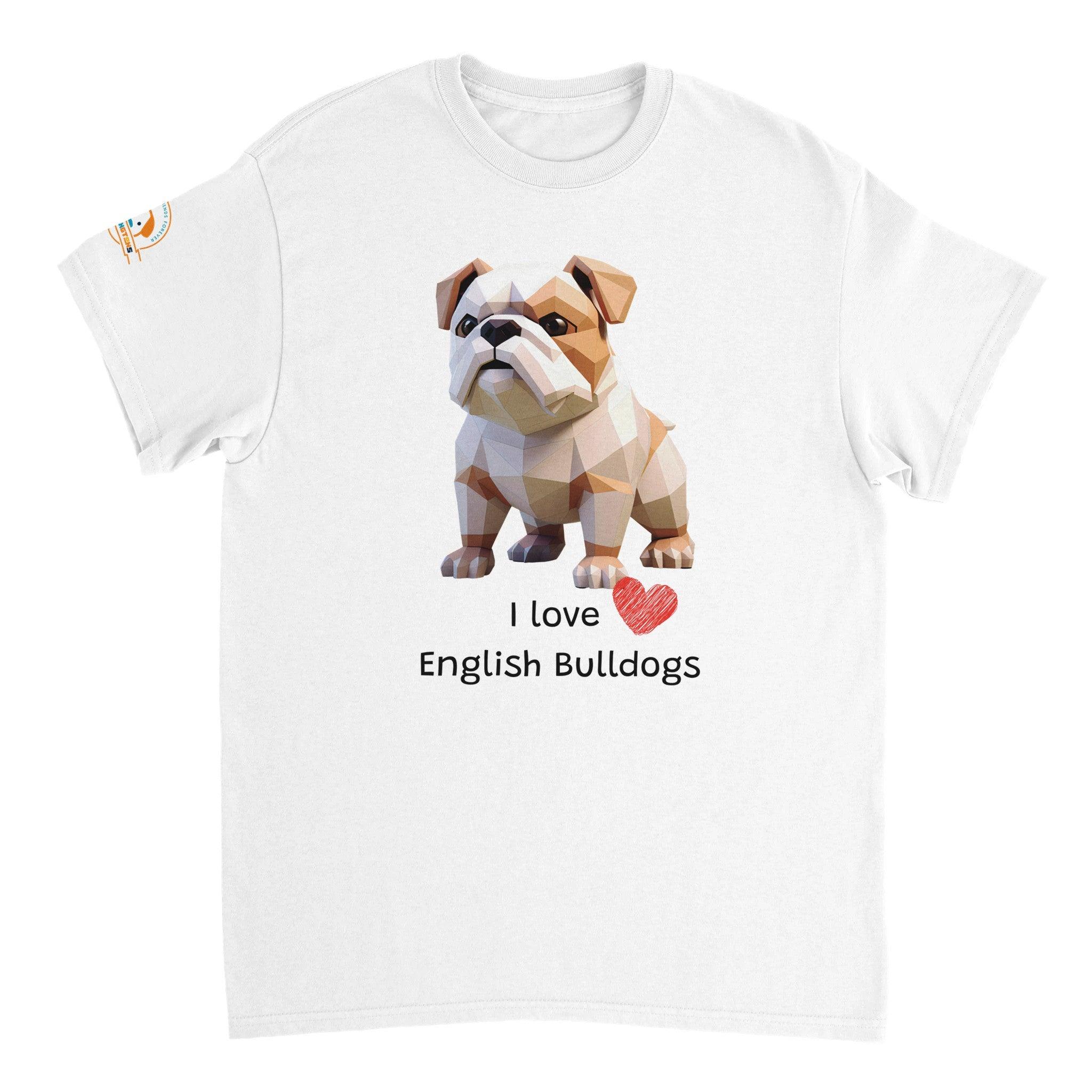 Polygon Pups: English Bulldogs - Geometric Dog Breed T-Shirt - Woofingtons