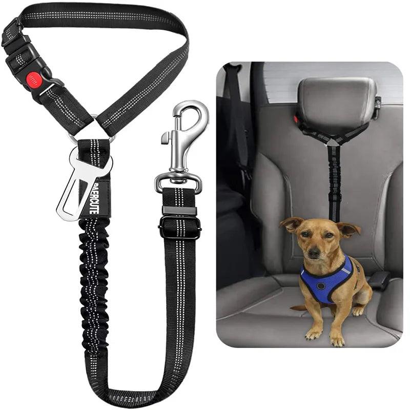 Adjustable Two-in-One Pet Safety Belt for Dogs - Durable Nylon Material - Fits Collar Sizes 45-65cm - Seat Belt Size 72-84cm - Woofingtons