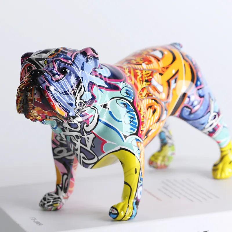 Colorful Bulldog Figurines: Modern Graffiti Art Decor for Home, Office, Hotel &amp; More! - Woofingtons